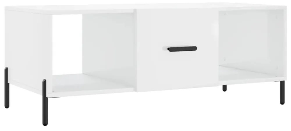 magasfényű fehér szerelt fa dohányzóasztal 102 x 50 x 40 cm