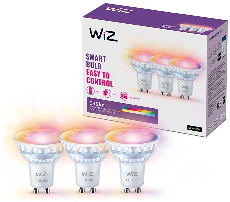 KÉSZLET 3x LED RGBW Dimmelhető izzó PAR16 GU10/4,7W/230V 2200-6500K Wi-Fi - WiZ