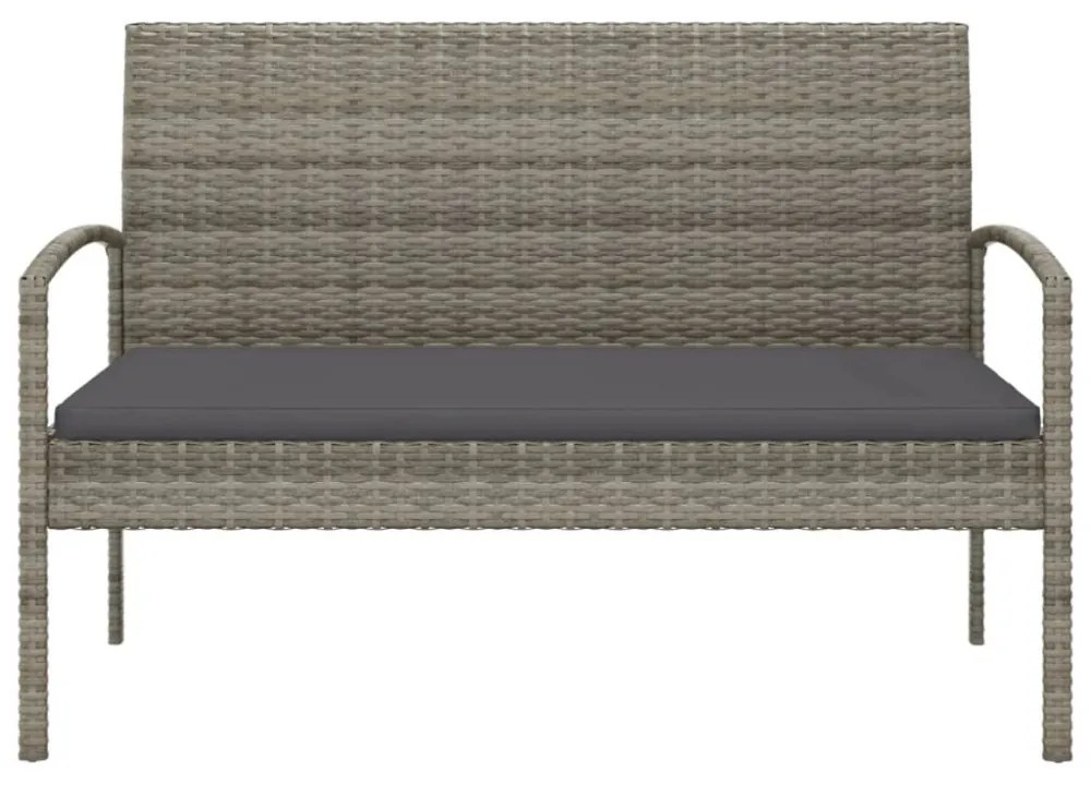 szürke polyrattan kerti pad párnával 105 cm