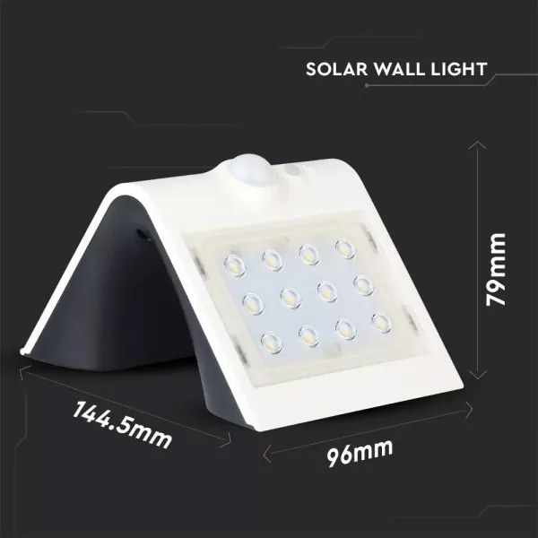 LED Napelemes érzékelős fali lámpa LED/1.5W/3,7V IP65 fehér