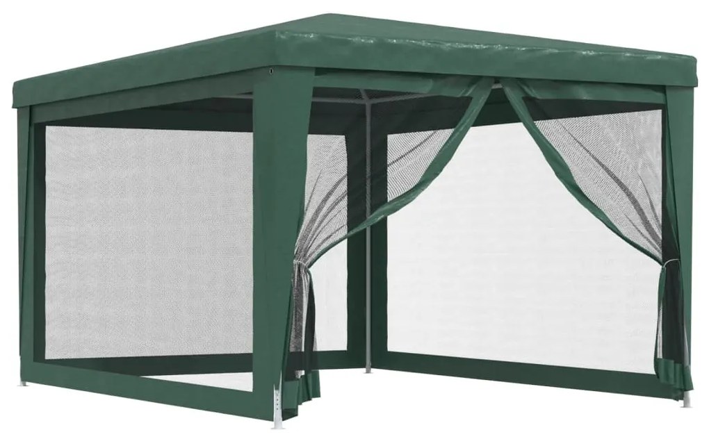 zöld HDPE rendezvénysátor 4 hálós oldalfallal 3x4 m