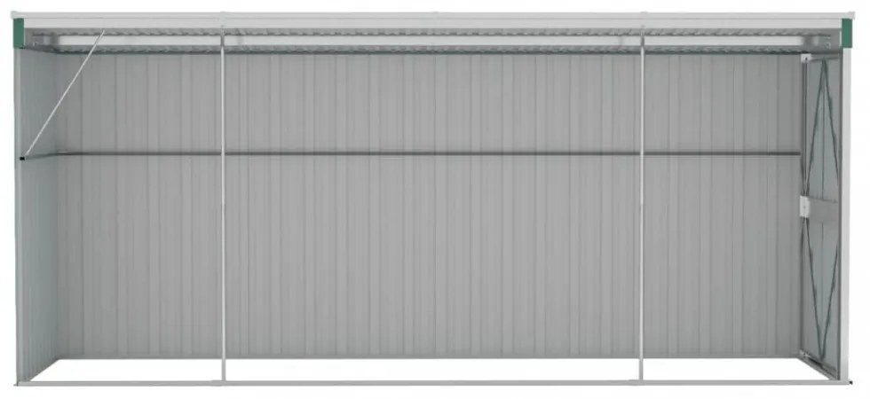 zöld acél falhoz erősíthető kerti fészer 118 x 382 x 178 cm