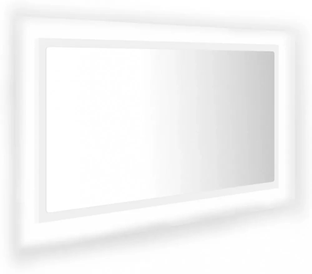 fehér akril LED-es fürdőszobai tükör 80 x 8,5 x 37 cm