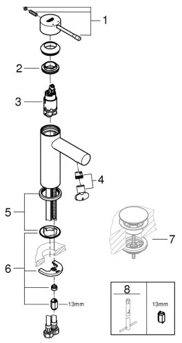 GROHE 34294001 - ESSENCE mosdócsaptelep DN 15 fényes króm