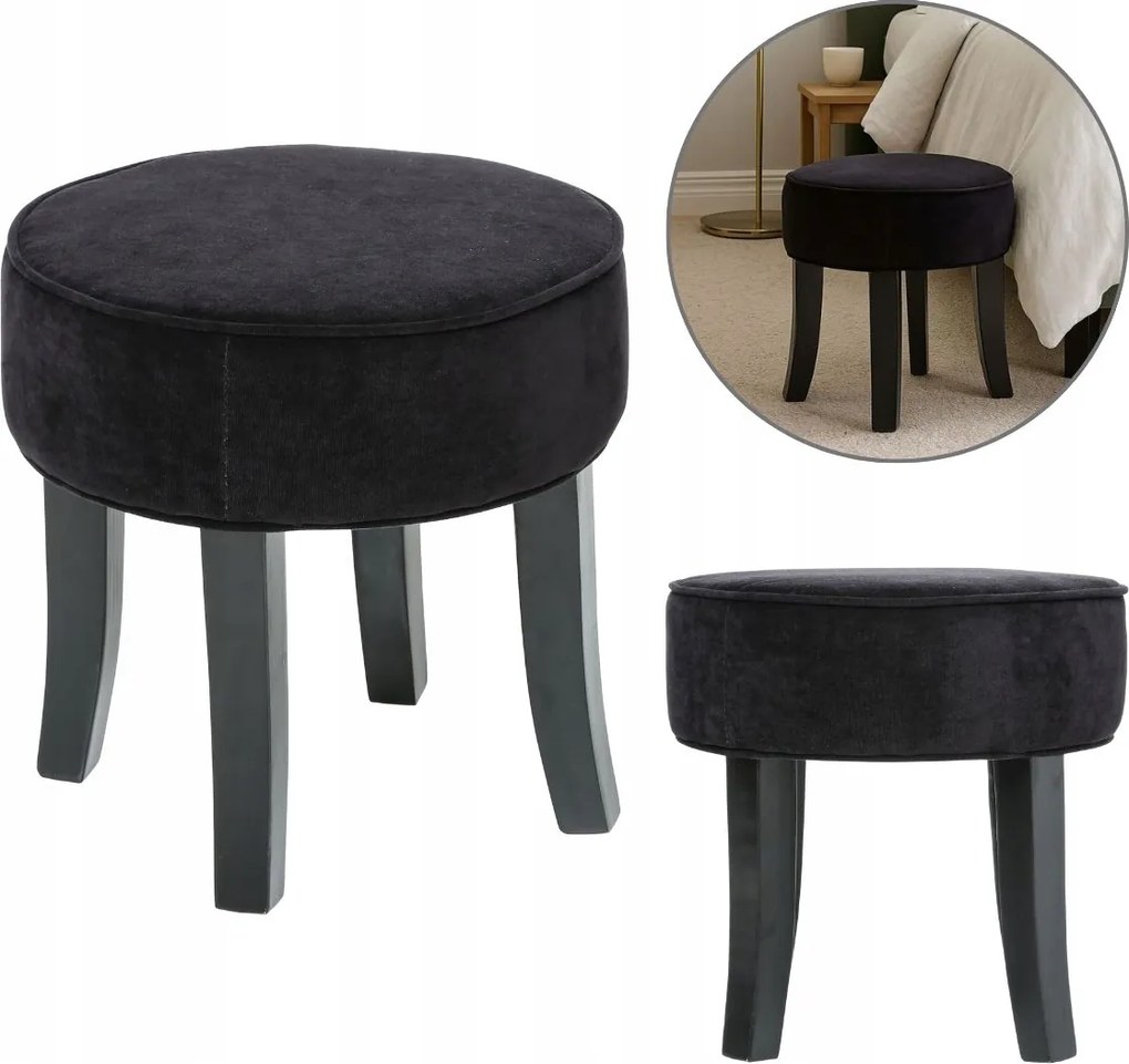 Zsámoly Szék Velúr Ülőfelület Előszoba Kényelmes Fekete Kompakt