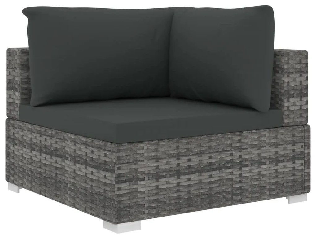 11-részes szürke polyrattan kerti bútorszett párnákkal