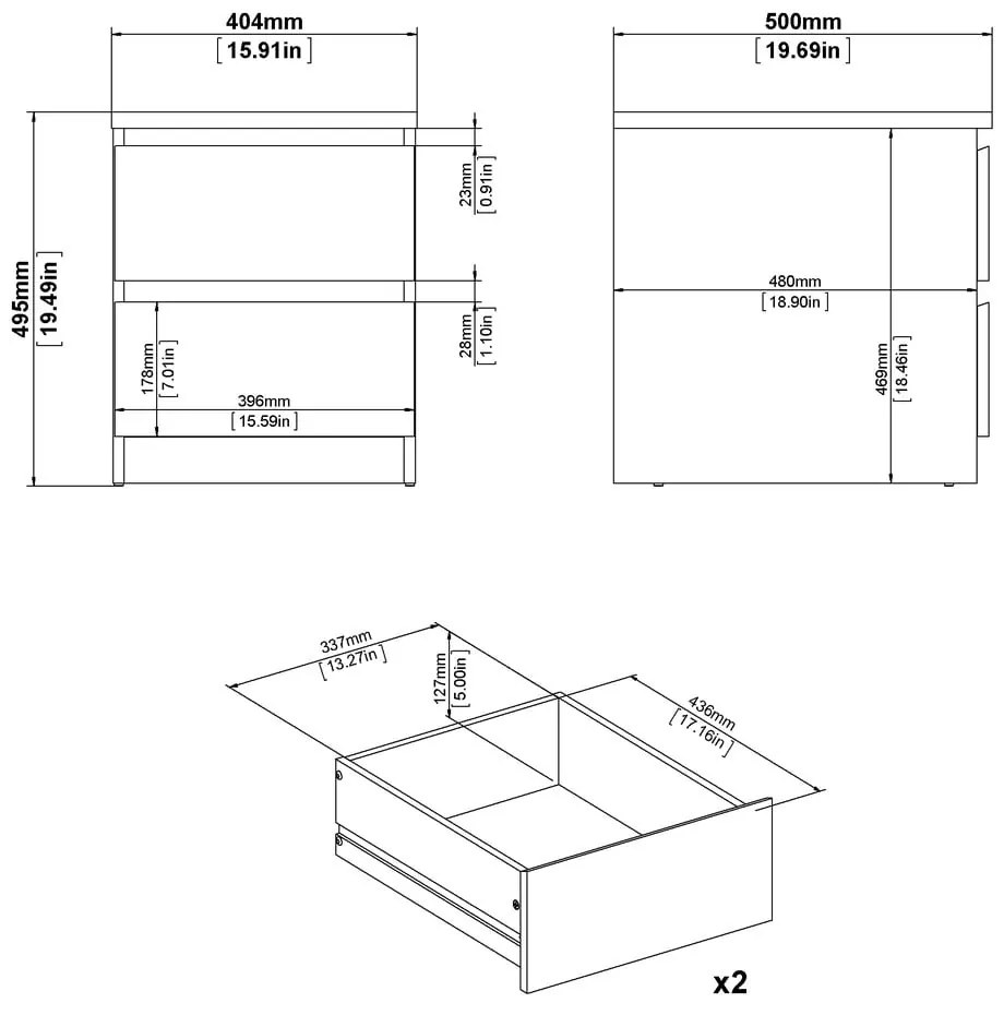 Természetes színű éjjeliszekrény tölgyfa dekorral Naia - Tvilum
