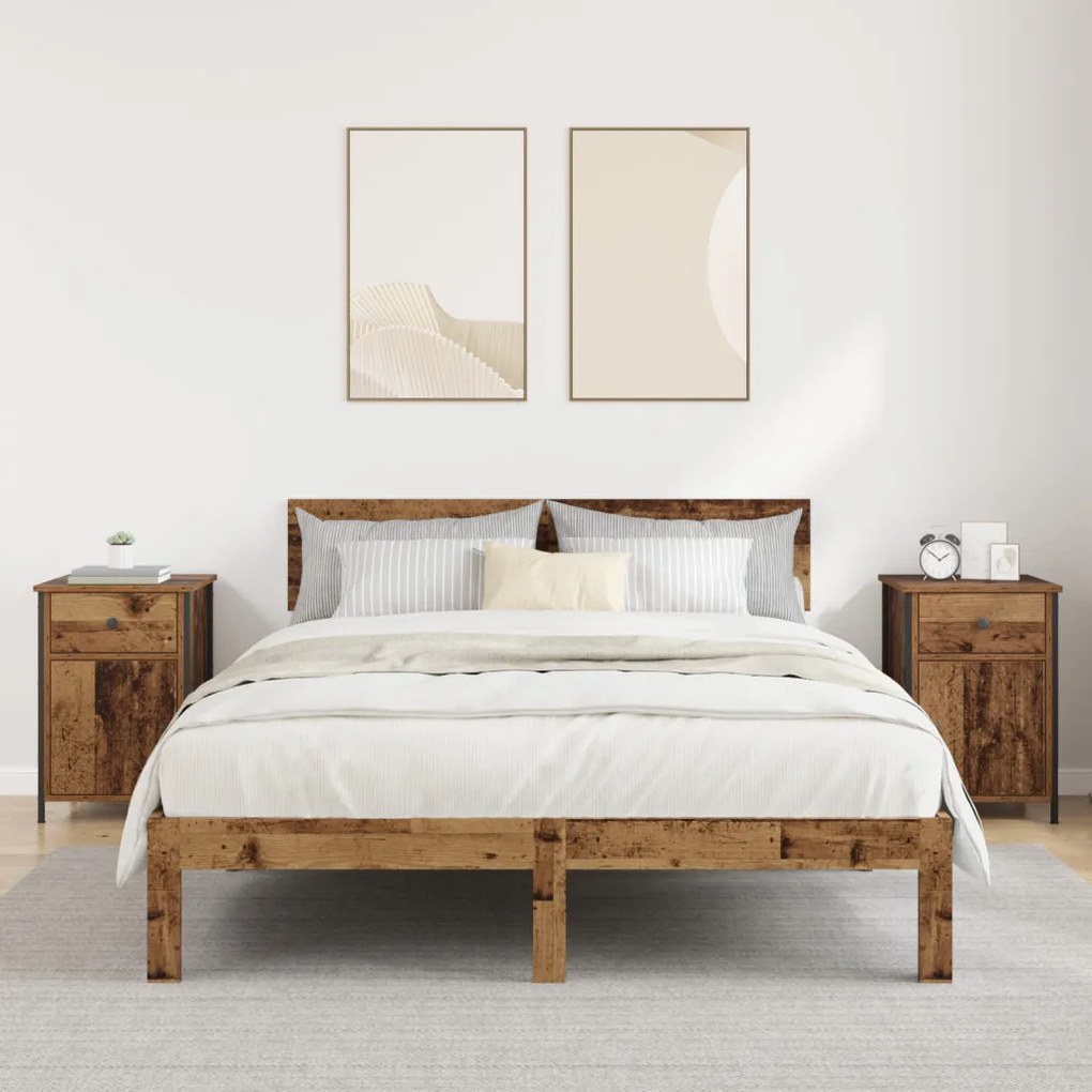 Éjjeli Szekrények 2 db Régi fa 40x42x60 cm Mérnöki Fa