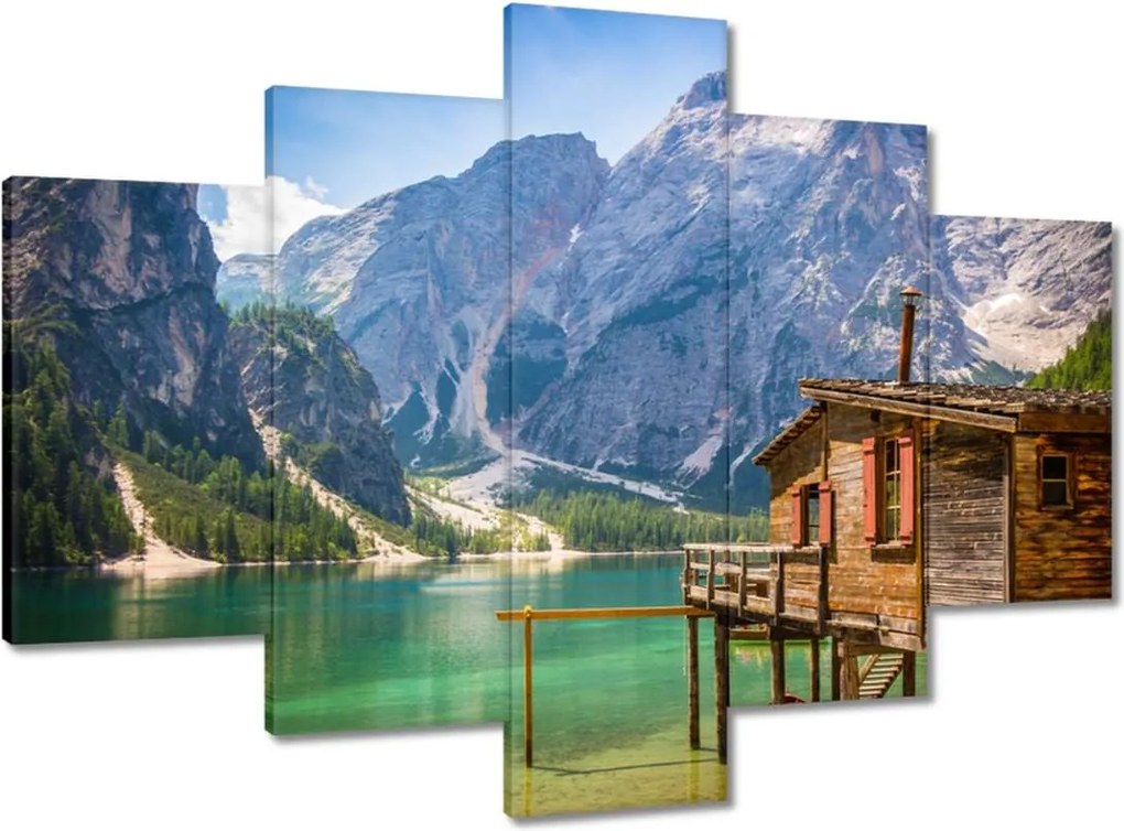 Festmények 150x105 Fa házikó a hegyekben