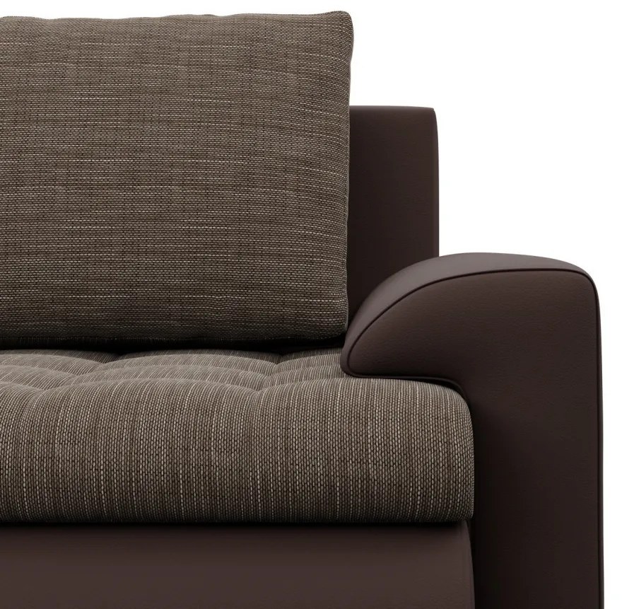 Tokio U sarokkanapé, 3 ágyneműtartóval, fonott + műbőr, baloldali, barna