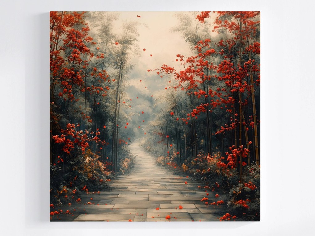 Poszter Tájkép Park Fa Bambusz Virágok Ősz 80x80