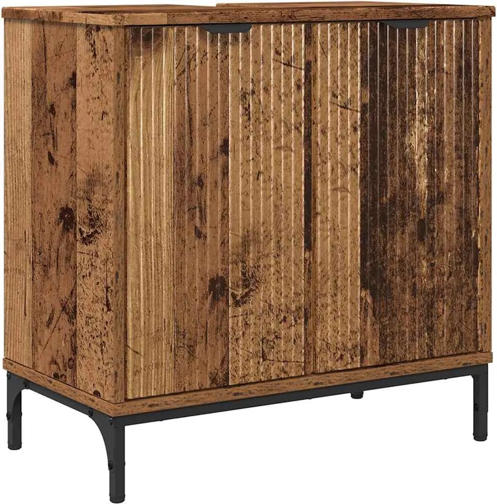 vidaXL Fürdőszobai mosdószekrény Öreg fa 60,5 x 33,5 x 61 cm Faanyag