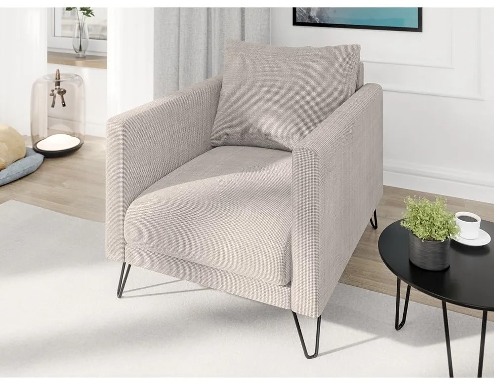 Világosbarna zsenília fotel Freya – Ropez