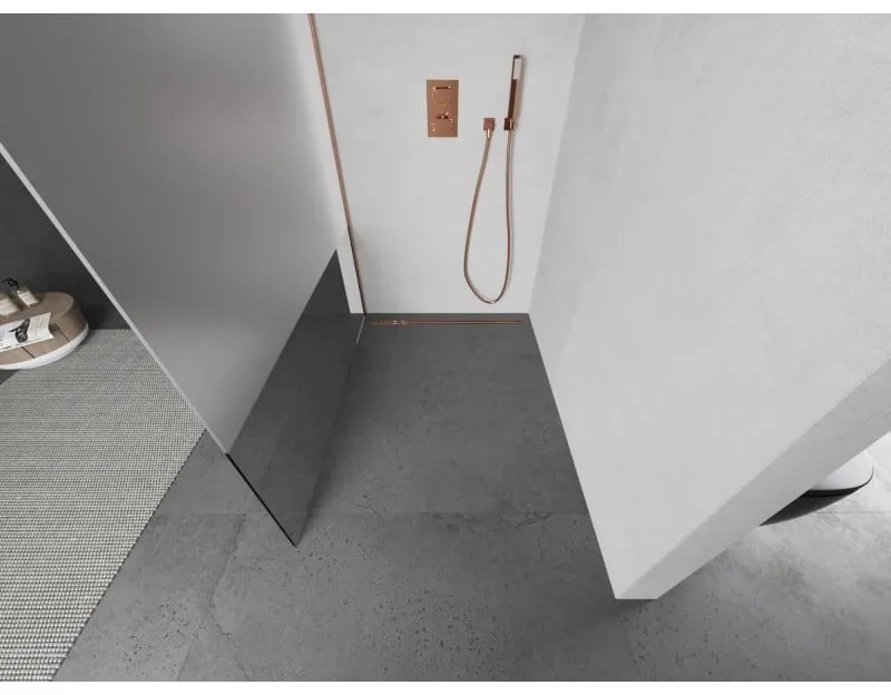 Mexen Kioto, Walk-In zuhany paraván 70 x 200 cm, 8 mm átlátszó matt üveg, réz matt profil, 800-070-101-65-35