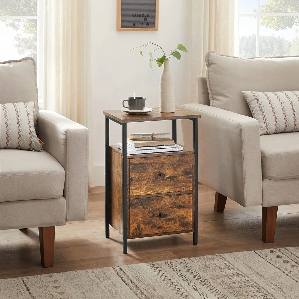 Éjjeliszekrény két fiókkal és polccal 38 x 60 x 28 cm