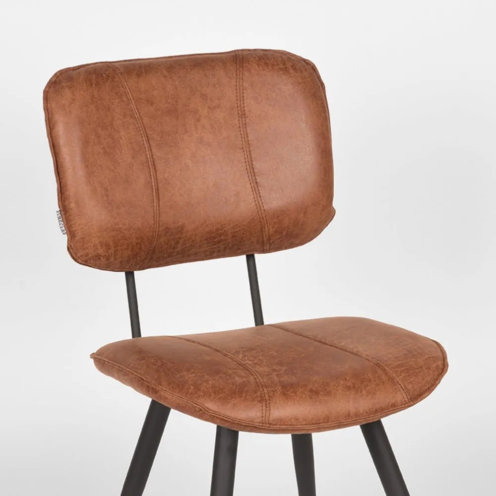Konyakbarna bőr étkezőszék szett 2 db-os Fos – LABEL51