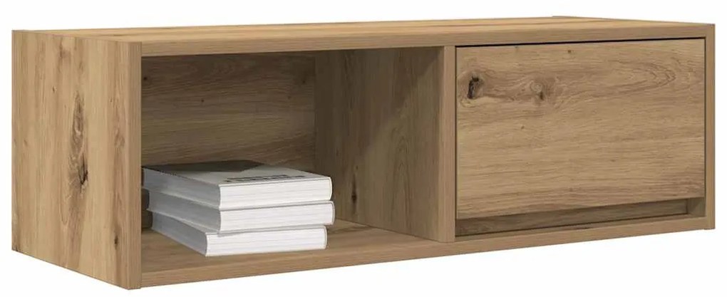 kézműves tölgy színű szerelt fa TV-szekrény 80x31x25,5 cm