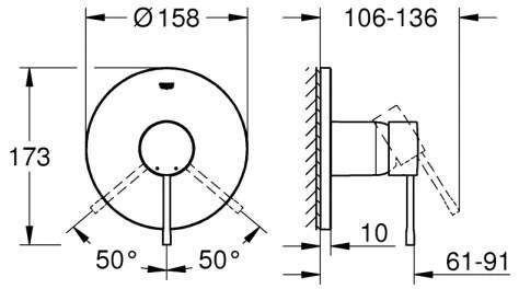GROHE 24057001 - Zuhanycsaptelep ESSENCE fényes króm