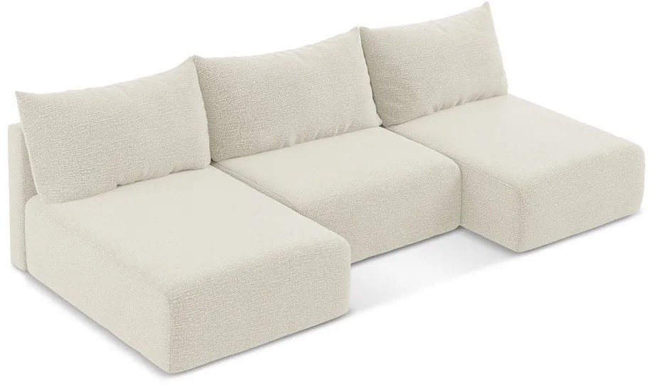 Krémszínű kinyitható-tárolóhelyes sarokkanapé Kalena – Makamii