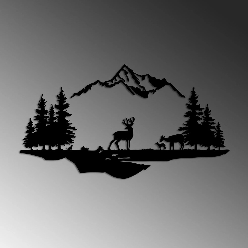 Fém fali dekoráció, Deer And Landscape - 1