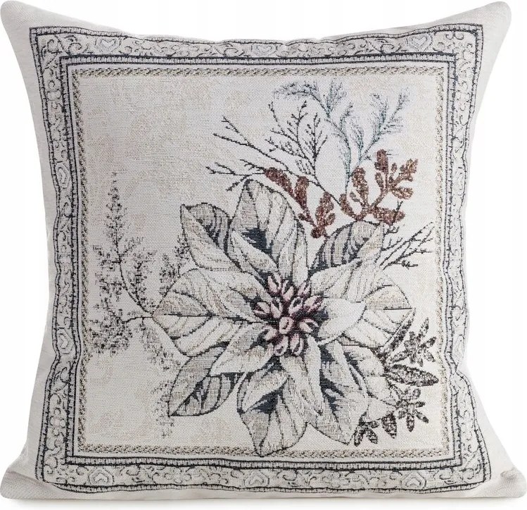 Párnahuzat 45x45 Chp fehér szürke gobelin virág