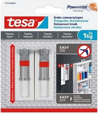 Akasztócsavar, öntapadó, állítható, TESA Powerstrips®, érzékeny felületre (TE77775)