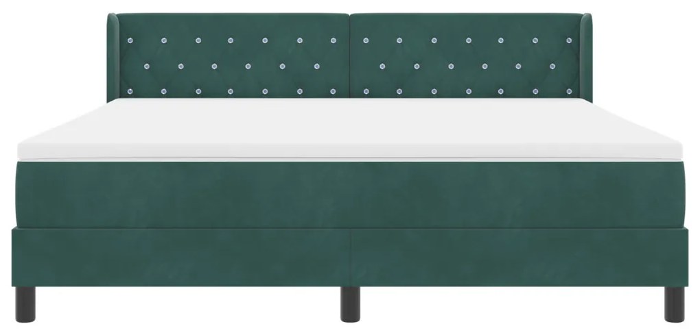 Boxspring Ágy Matraccal Sötét Zöld 180x200 cm Bársonyos