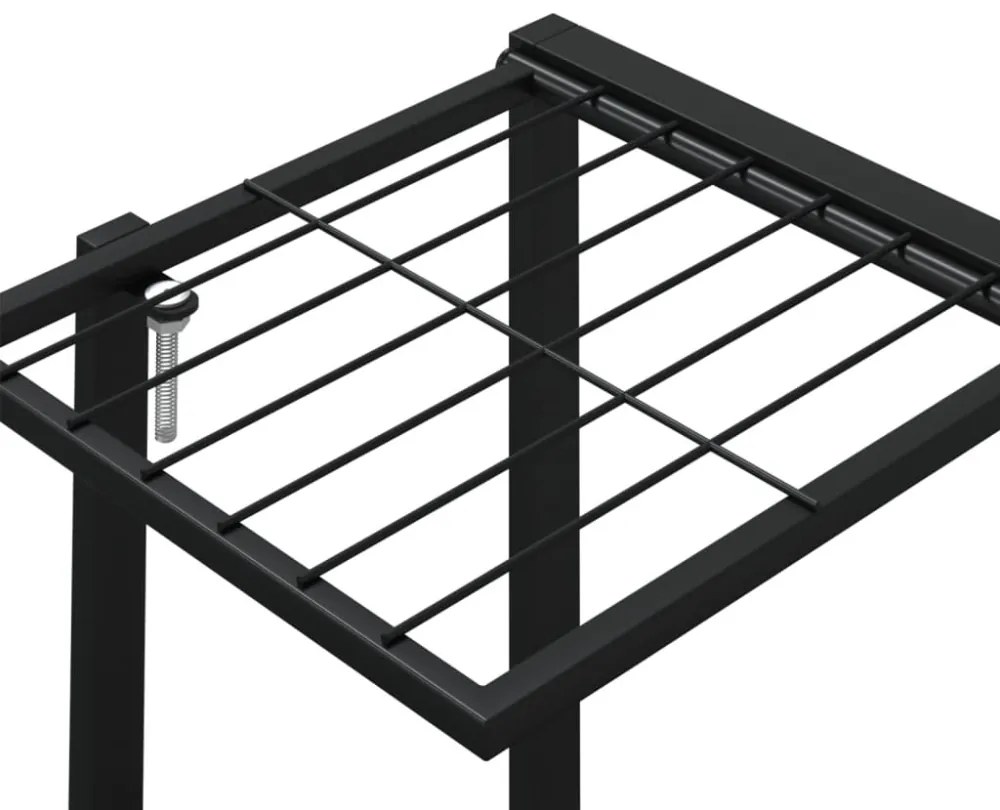 fekete vas virágtartó állvány kerekekkel 94,5 x 24,5 x 91,5 cm