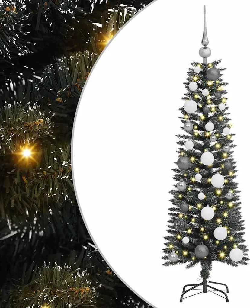 vidaXL Mű karácsonyfa 150 LED-del Zöld 120 cm PVC és Műanyag és Acél