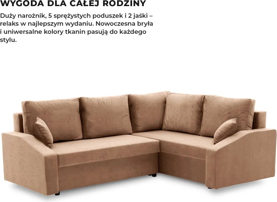 Grande Plus sarokkanapé, jobboldali, szövet anyag, barna