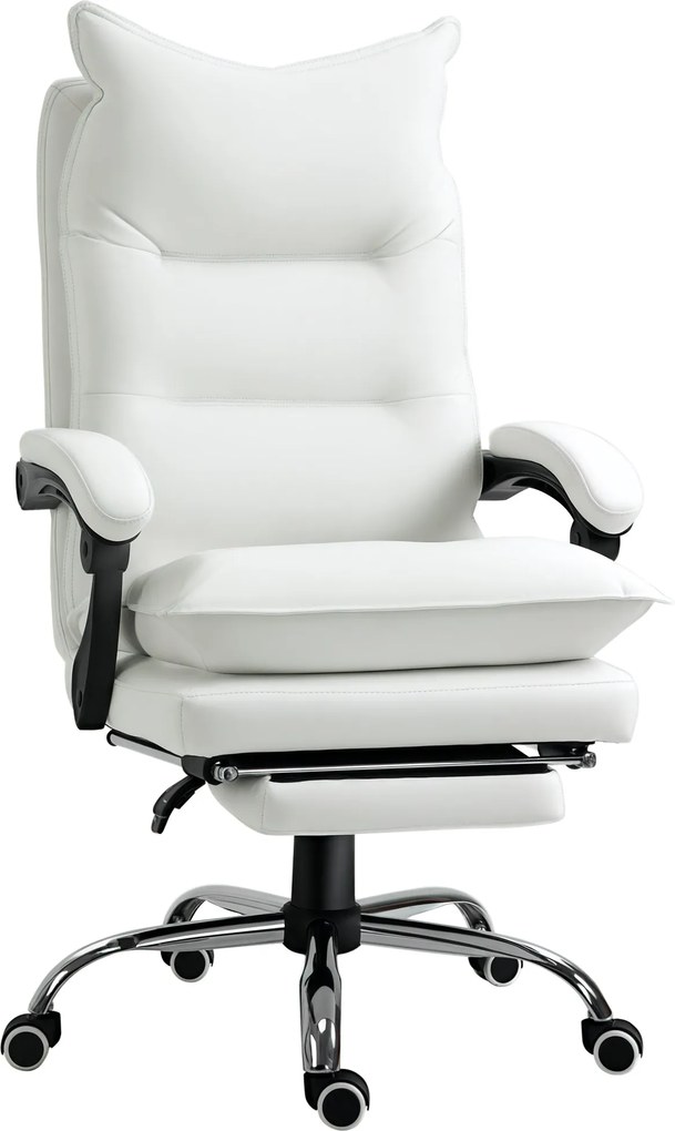 Vinsetto Irodai Szék Ráfektetési Funkcióval, Ergonomikus Íróasztali Szék, Magasságban Állítható Forgószék Lábzsámollyal, Párnázott, 135 kg Terhelhetős