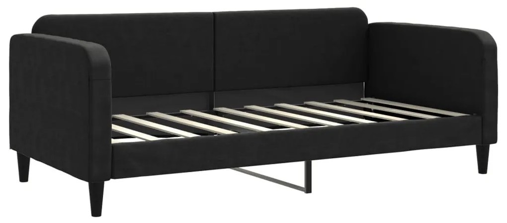fekete kihúzható szövet heverő matracokkal 90 x 190 cm