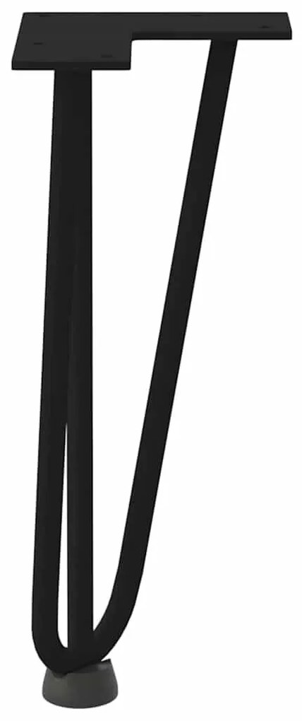 4 db fekete, tömör acél hajtűláb dohányzóasztalhoz, 30 cm