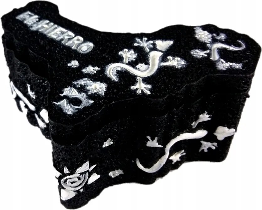 Polisztirol dekoráció ékszerdoboz, 8x4 cm, „El Hierro” minta.