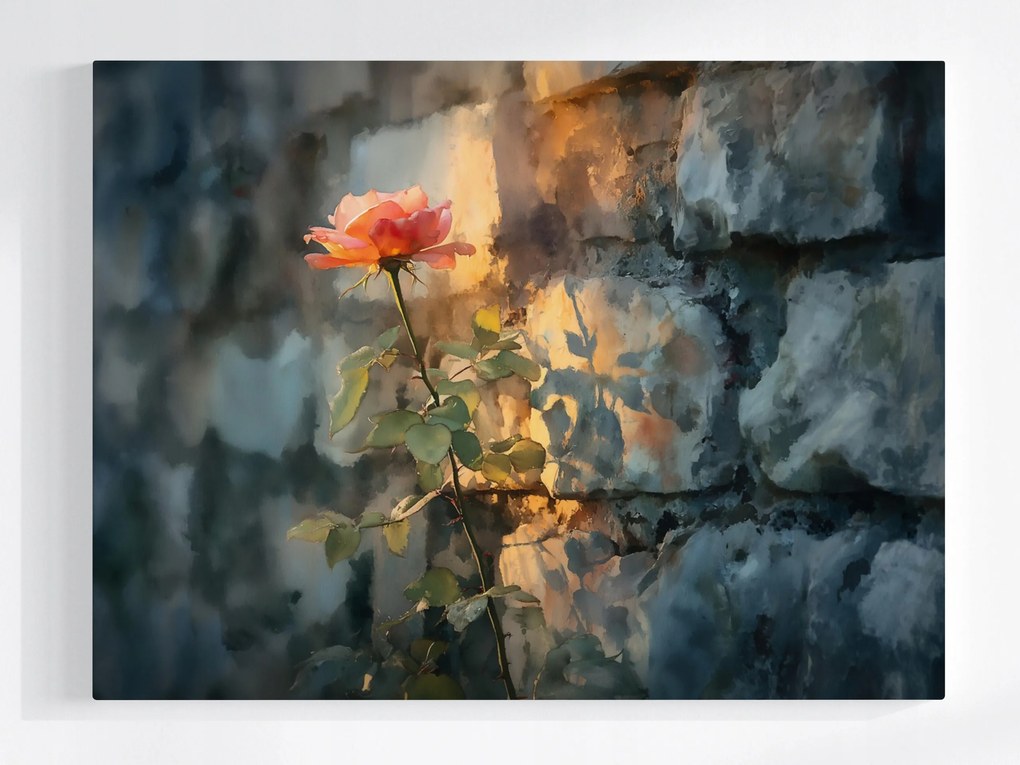 Canvas Vászonkép Lazac Rózsa Kő Fal Nosztalgia 80 x 60