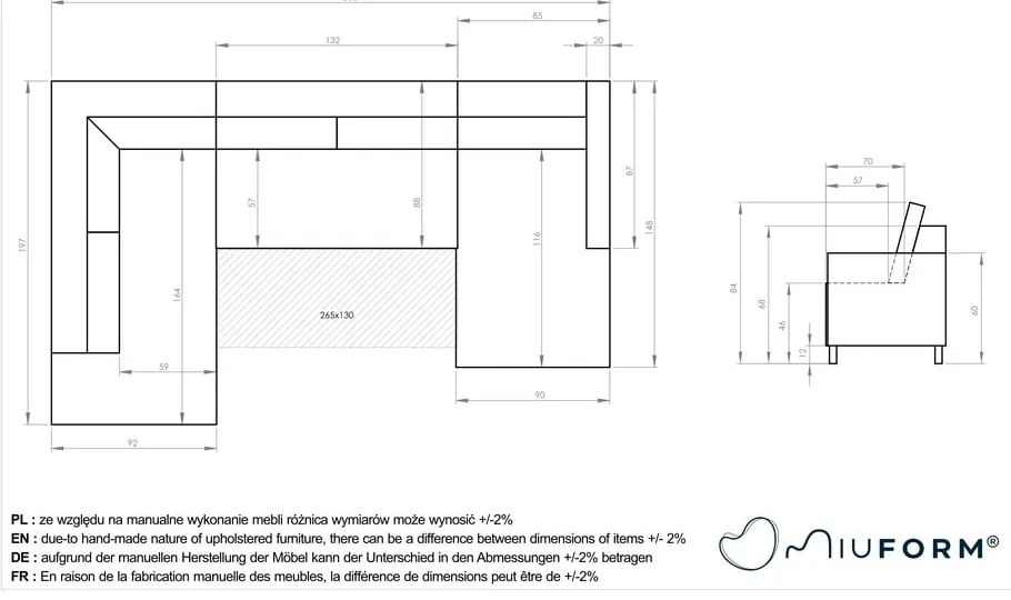 Bézs kordbársony kinyitható sarokkanapé (bal oldali) Lofty Lilly – Miuform