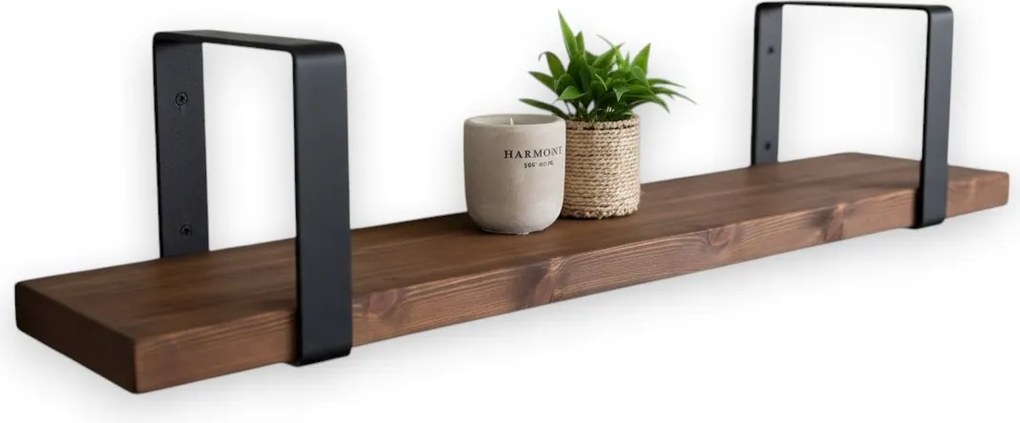 Loft könyvespolc falra akasztható vastag tömör fa 160cm x25cm