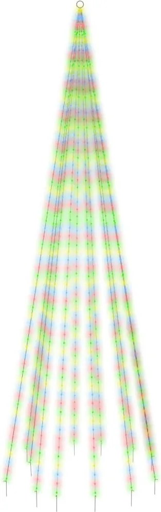 vidaXL karácsonyfa zászlórúdon 732 színes LED-del 500 cm