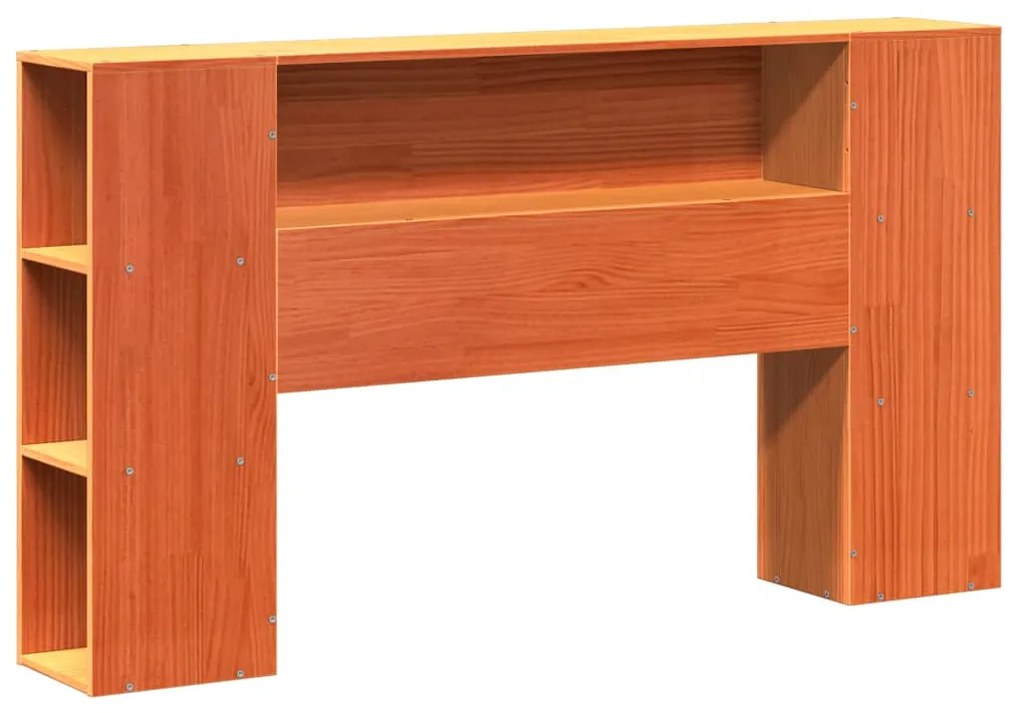 viaszbarna tömör fenyőfa fejtámla tárolóval 135 cm
