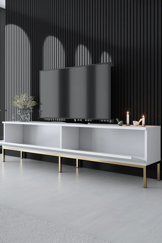 TV szekrény Lord - White, Gold