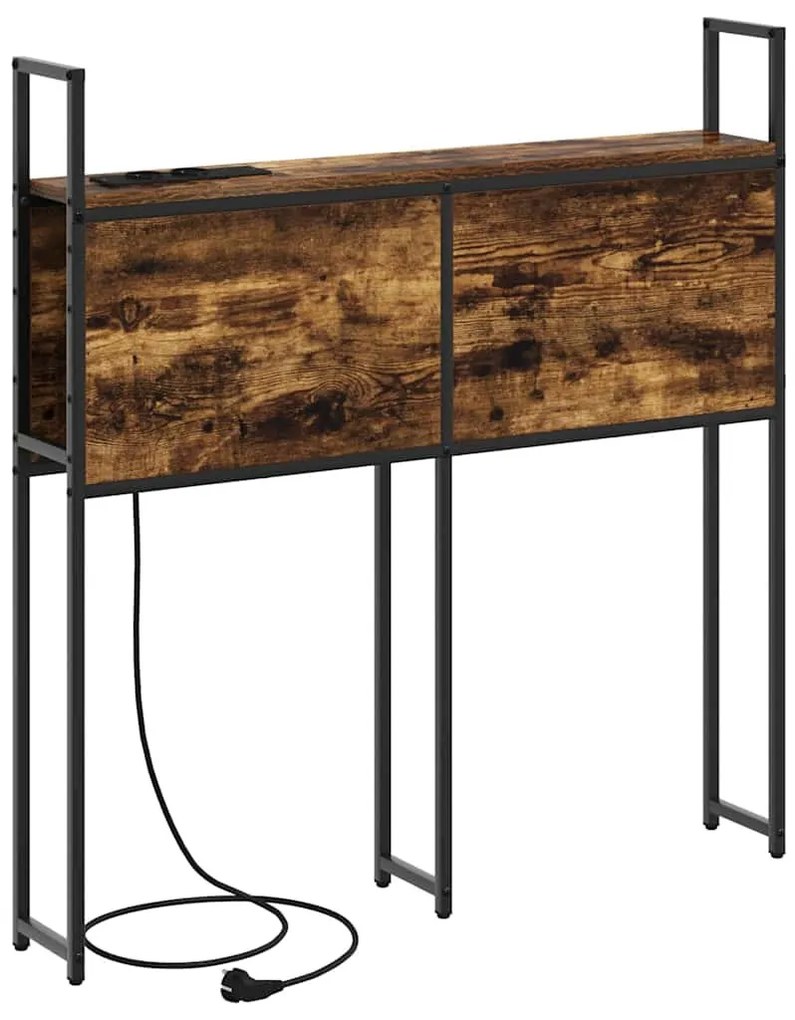 Tárolós Fejtámla Töltő Állomással Füstölt tölgy 100 cm Faanyag