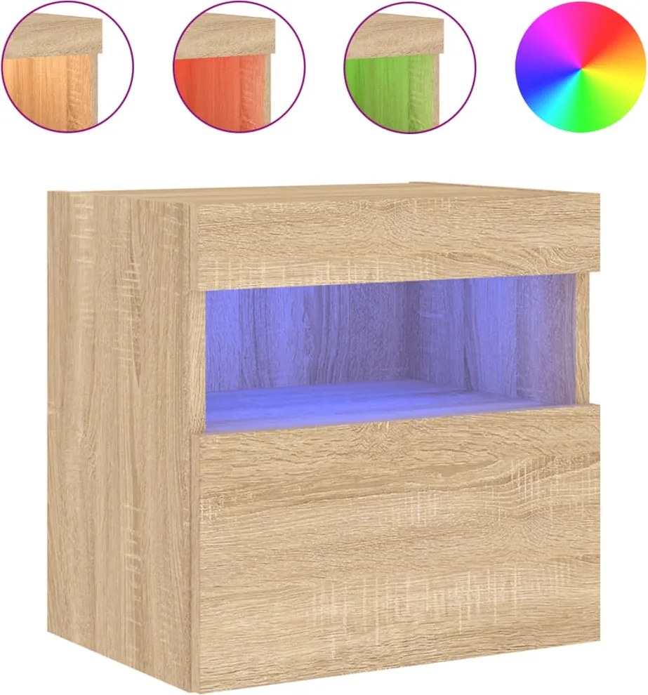 vidaXL sonoma tölgy színű fali TV-szekrény LED-ekkel 40x30x40 cm