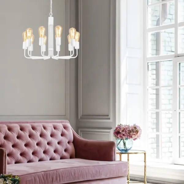 Csillár láncon TIFFANY 10xE27/60W/230V fehér