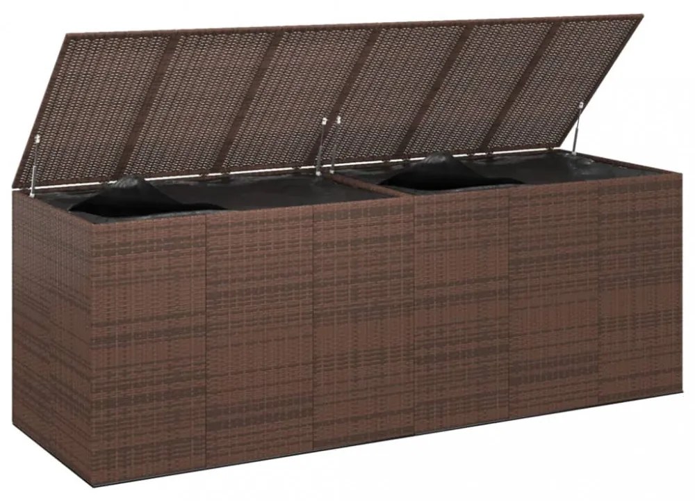 barna polietilén rattan kerti párnatartó doboz 291x100,5x104 cm