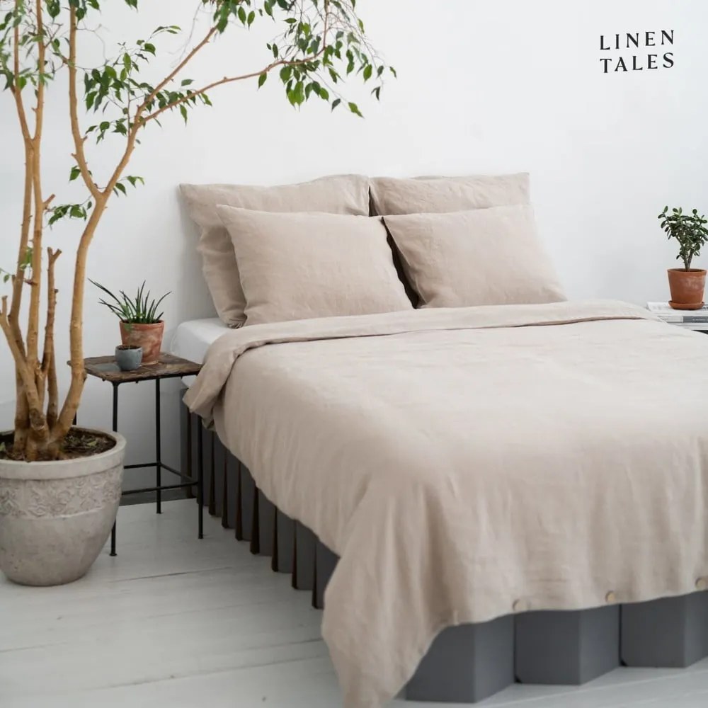 Krémszínű egyszemélyes kenderrost ágyneműhuzat 140x200 cm – Linen Tales