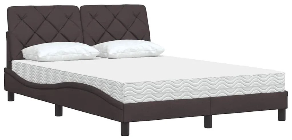 ágy matraccal Sötétbarna 140x200 cm szövet