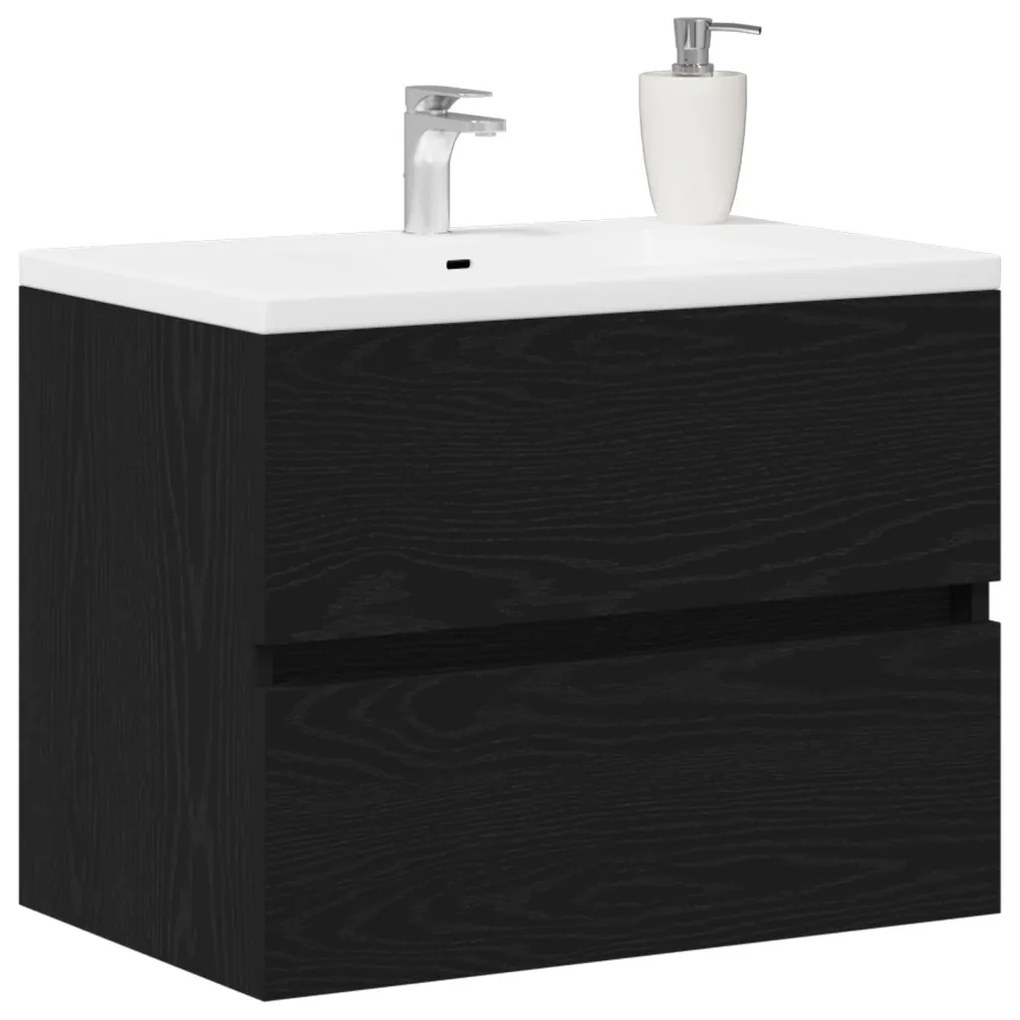 Mosdószekrény fekete tölgy 60x38,5x45 cm rétegelt lemez