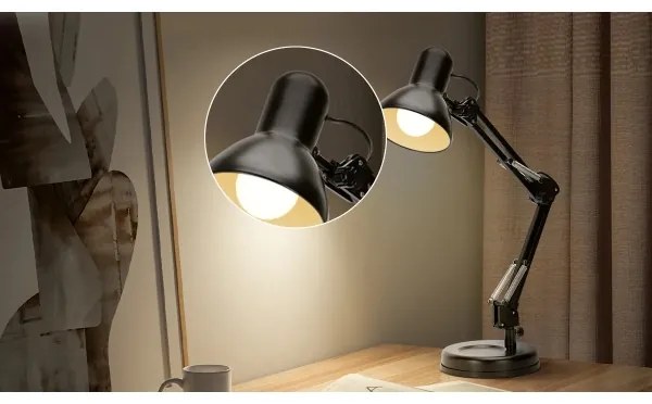 Aigostar - Asztali lámpa 2in1 1xE27/40W/230V fekete