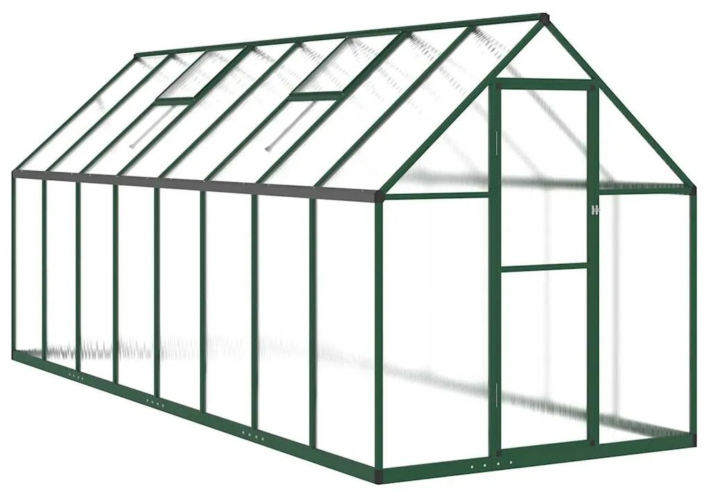zöld alumínium melegház alapvázzal 445x169x195 cm