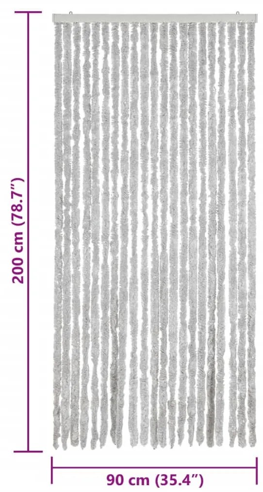 szürke zsenília rovarfüggöny 90x200 cm